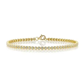 14K YELLOW GOLD BEZEL-SET DIAMOND TENNIS BRACELET