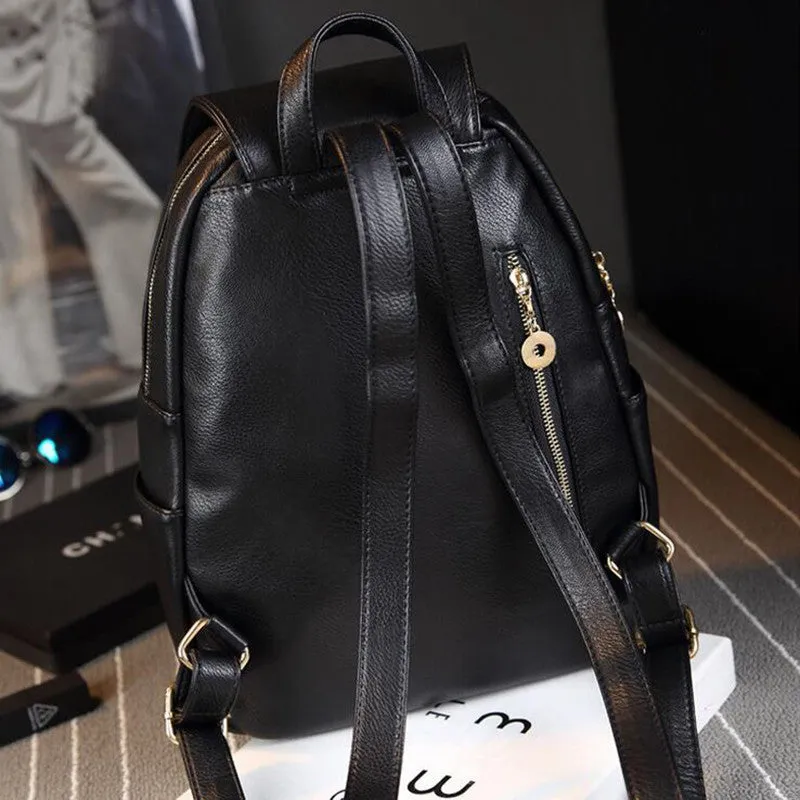 2016 Hot New Brand Women PU Genuine Leather Backpacks Women's School Travel Shoulder Bag for teenagers Girls bags mochilas FR054