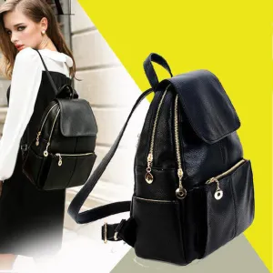 2016 Hot New Brand Women PU Genuine Leather Backpacks Women's School Travel Shoulder Bag for teenagers Girls bags mochilas FR054