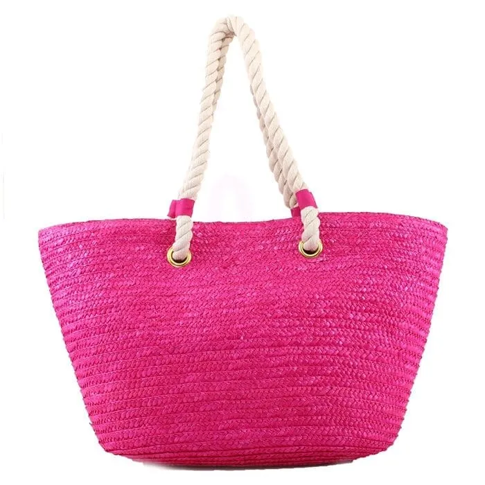 2454 Rope Handle Straw Shoulder Tote/Beach Bag