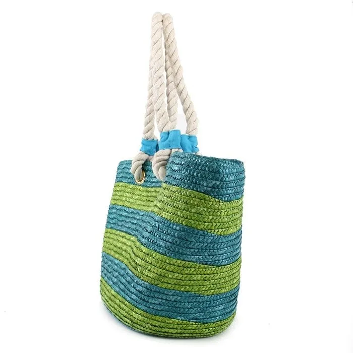 2454 Rope Handle Straw Shoulder Tote/Beach Bag