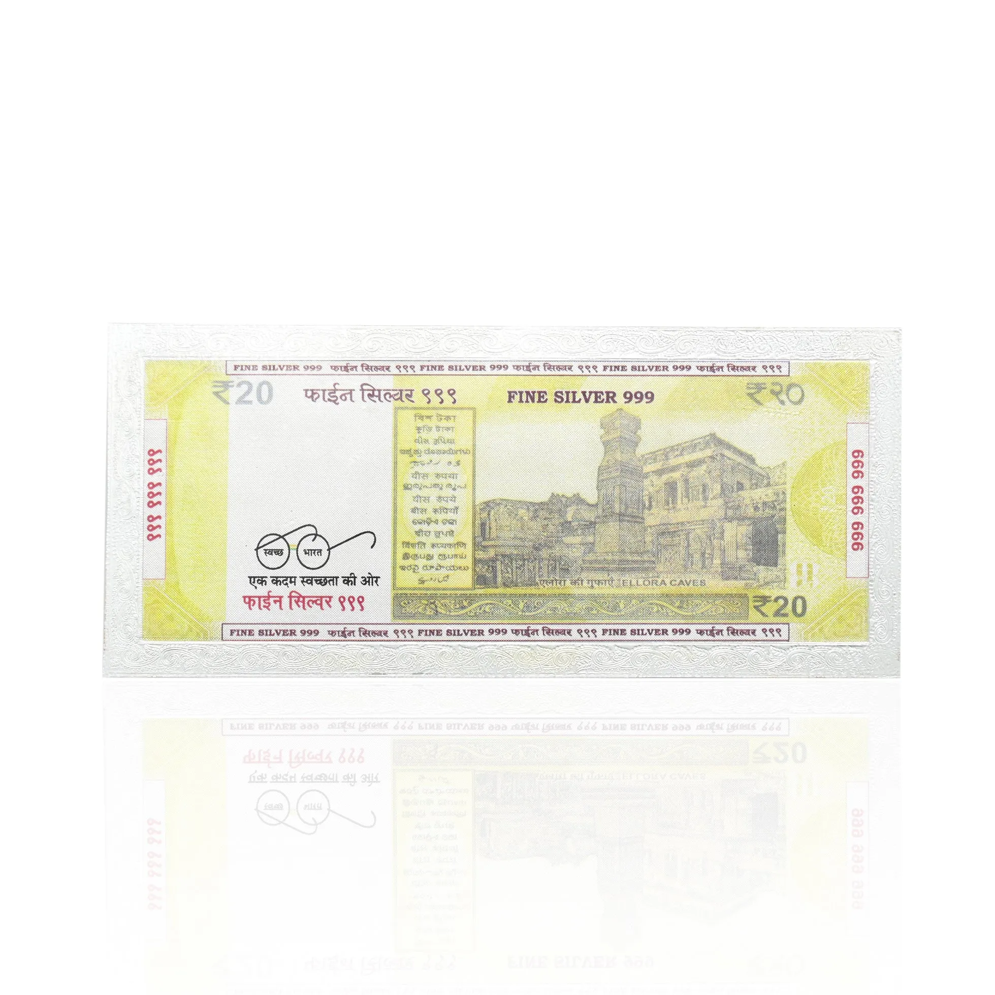 999 Silver Antique 20 Rupee Currency Note for Collection & GIfting