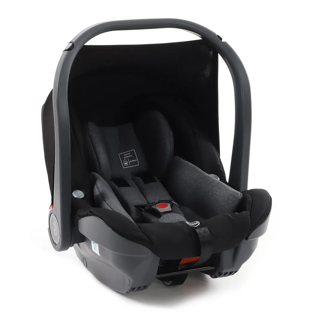 BabyStyle Prestige Vogue Pram Travel System (Black/Black/Ebony) with Isofix Base