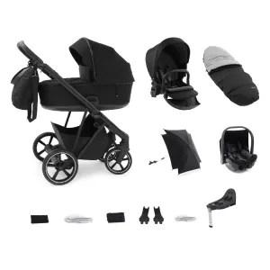 BabyStyle Prestige Vogue Pram Travel System (Black/Black/Ebony) with Isofix Base