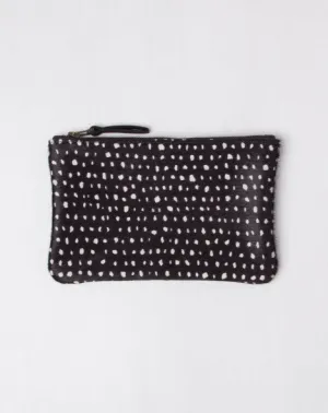 Black Dots Pony Hair Zipper Clutch