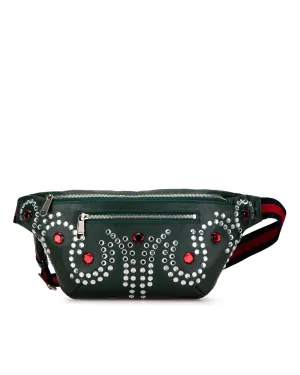 Crystal Embellished Leather Belt Bag