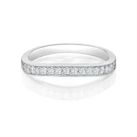 Curved wedding or eternity band with 0.25 carats* of diamond simulants in 14 carat white gold