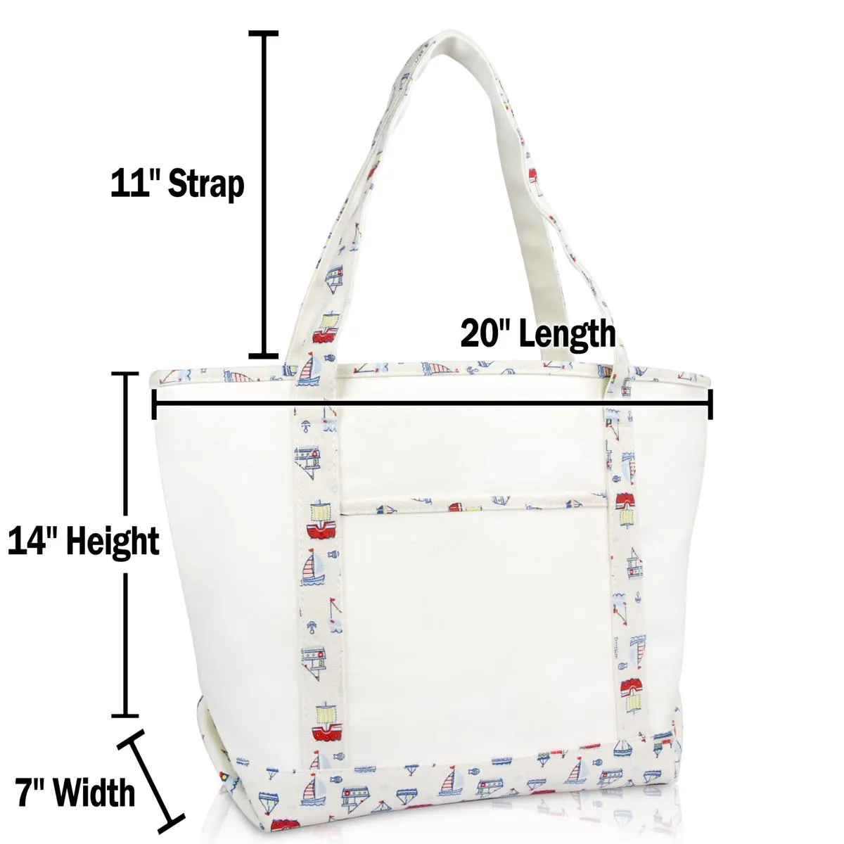 Dalix Sail Boat Tote Shoulder Bag Heavy Cotton Canvas