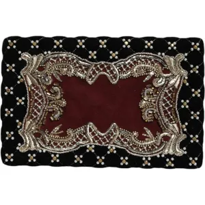 Dolce & Gabbana Bordeaux Black Velvet Gold Frame Clutch Evening Purse Bag