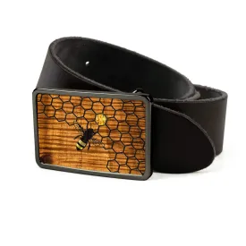 Hawaiian Koa & Pearl Bee with Honeycomb Belt Buckle