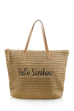 Hello Sunshine Straw Tote Bag