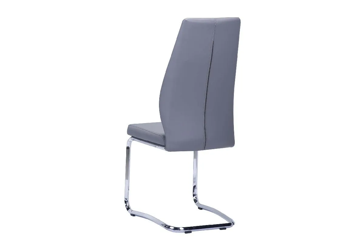 Jason Hovering Side Chair in Grey Leatherette - Set of 2