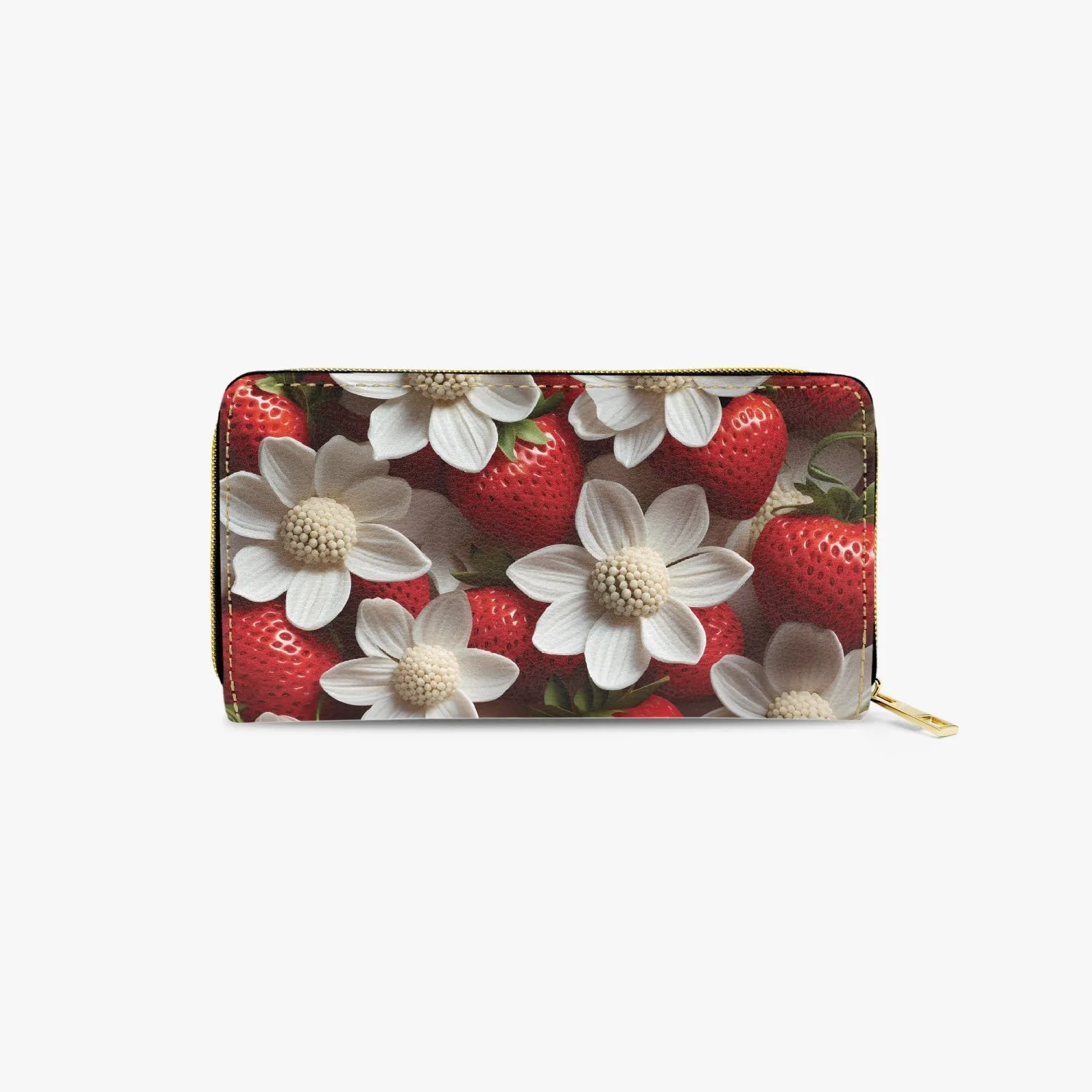 Long Type Zipper Purse - Strawberries