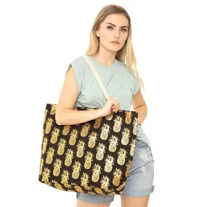 MB0028 Gold Foil Pineapple Beach Bag