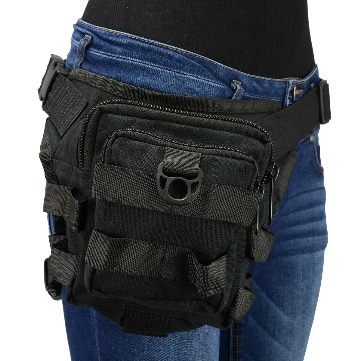 Milwaukee Leather MP8841 Black Textile Conceal and Carry Tactical Thigh Bag with Waist Belt