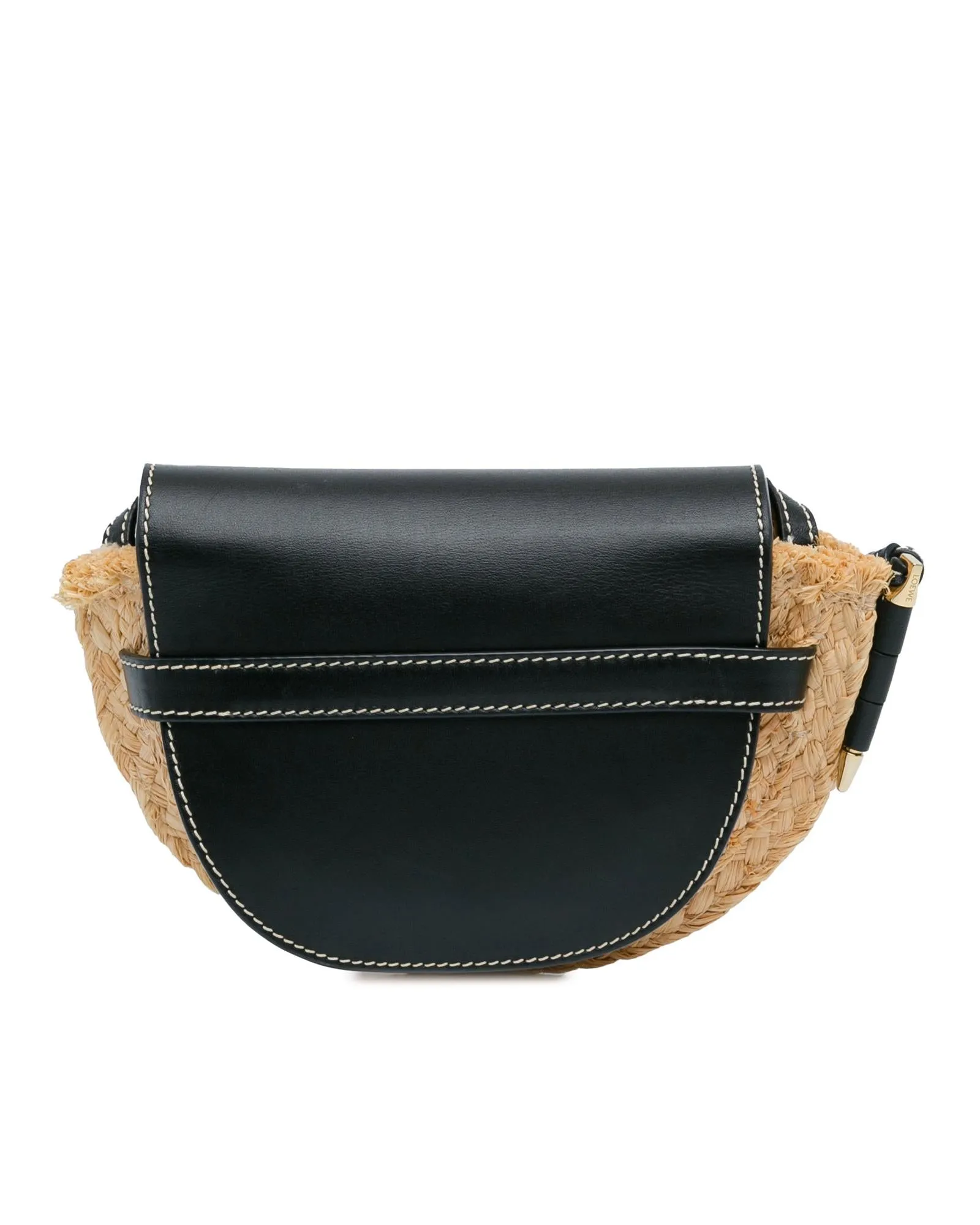 Mini Raffia Crossbody Bag with Leather Trim and Knotted Strap Closure