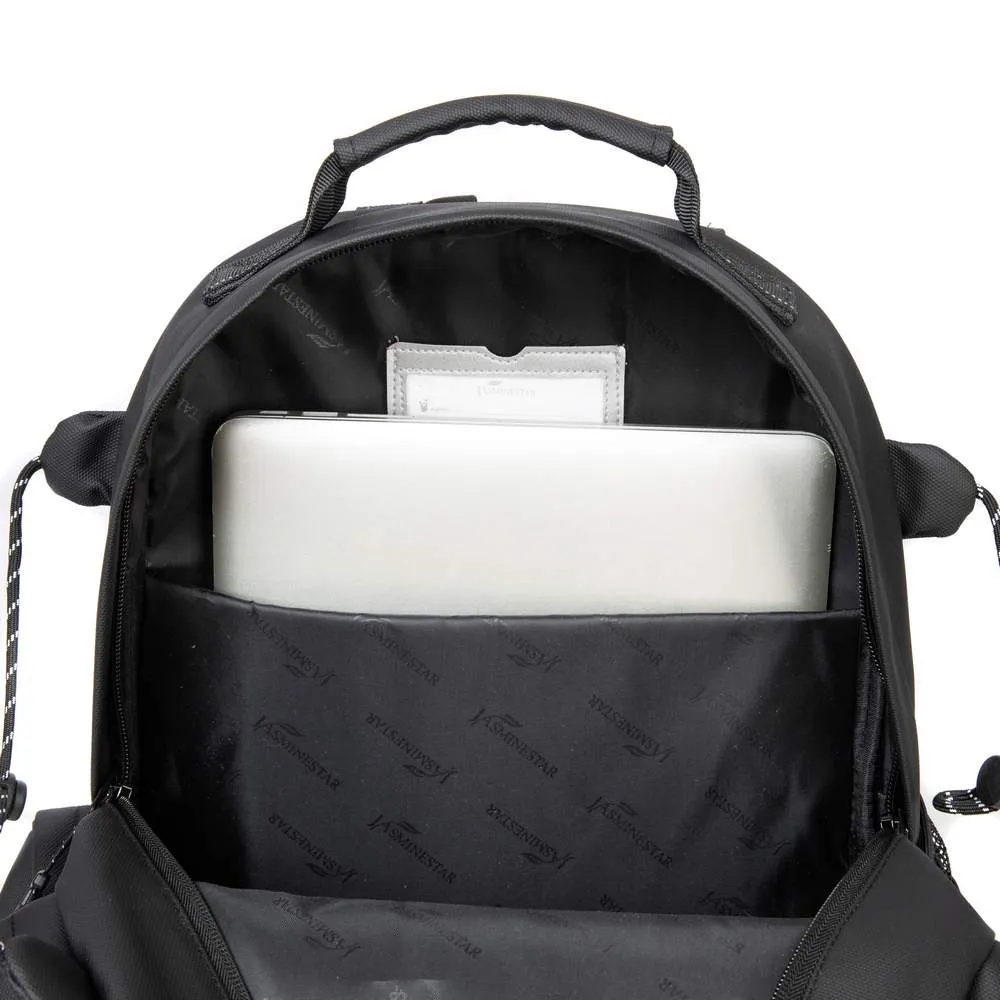 (NET) Black Backpack With Lunch Box & Pencil Bag Set Of 3 Pcs