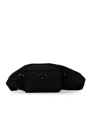 Nylon Belt Bag with Multiple Zip Pockets and Adjustable Strap