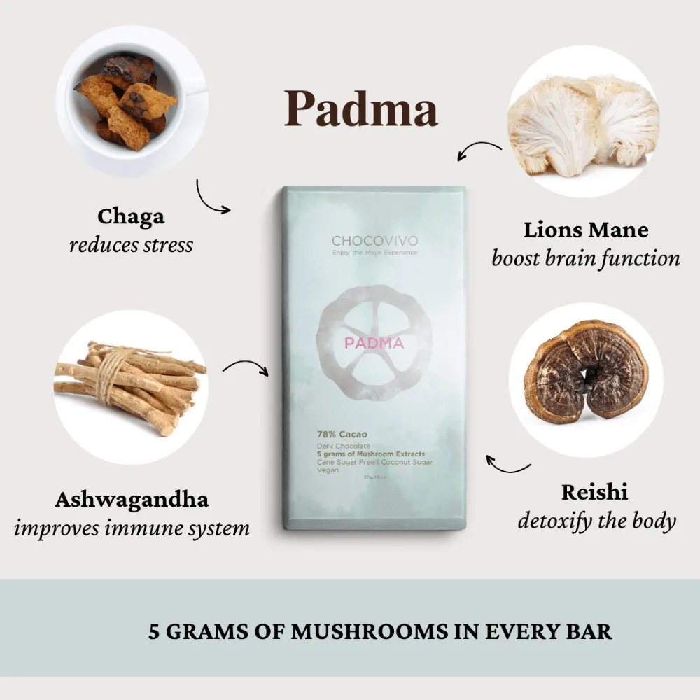 Padma Mushroom Dark Chocolate Bar