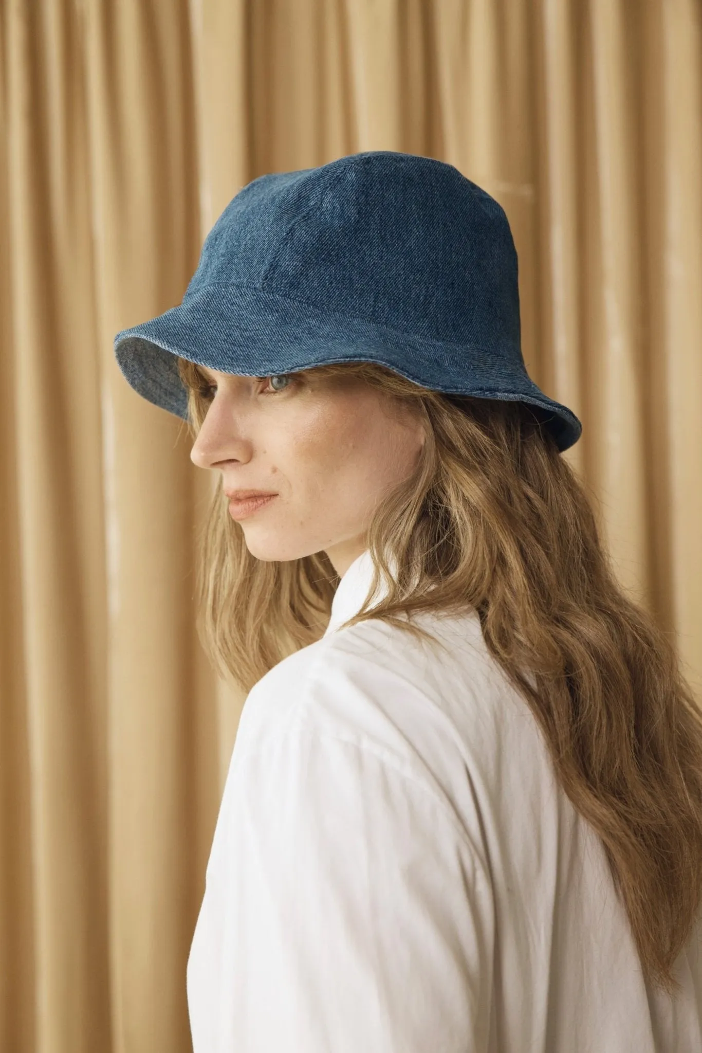 Reversible Denim Bucket Hat Mid Light Blue