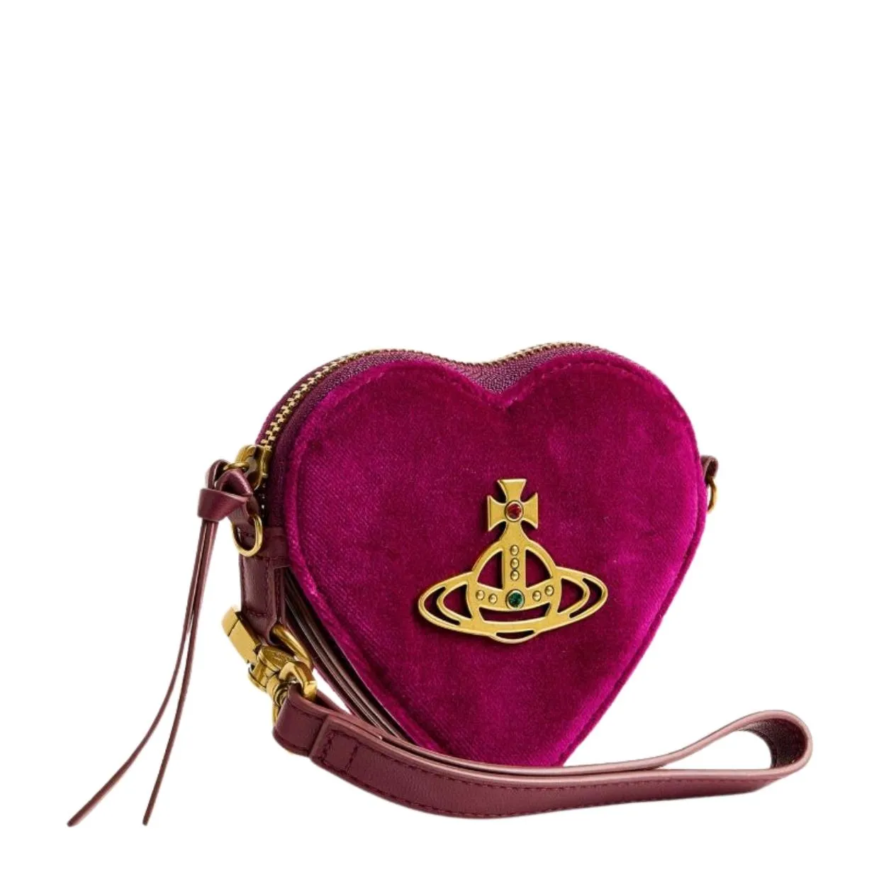 Vivienne Westwood Purple Velvet Heart-Shape Wristlet Clutch Bag