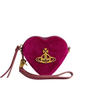 Vivienne Westwood Purple Velvet Heart-Shape Wristlet Clutch Bag