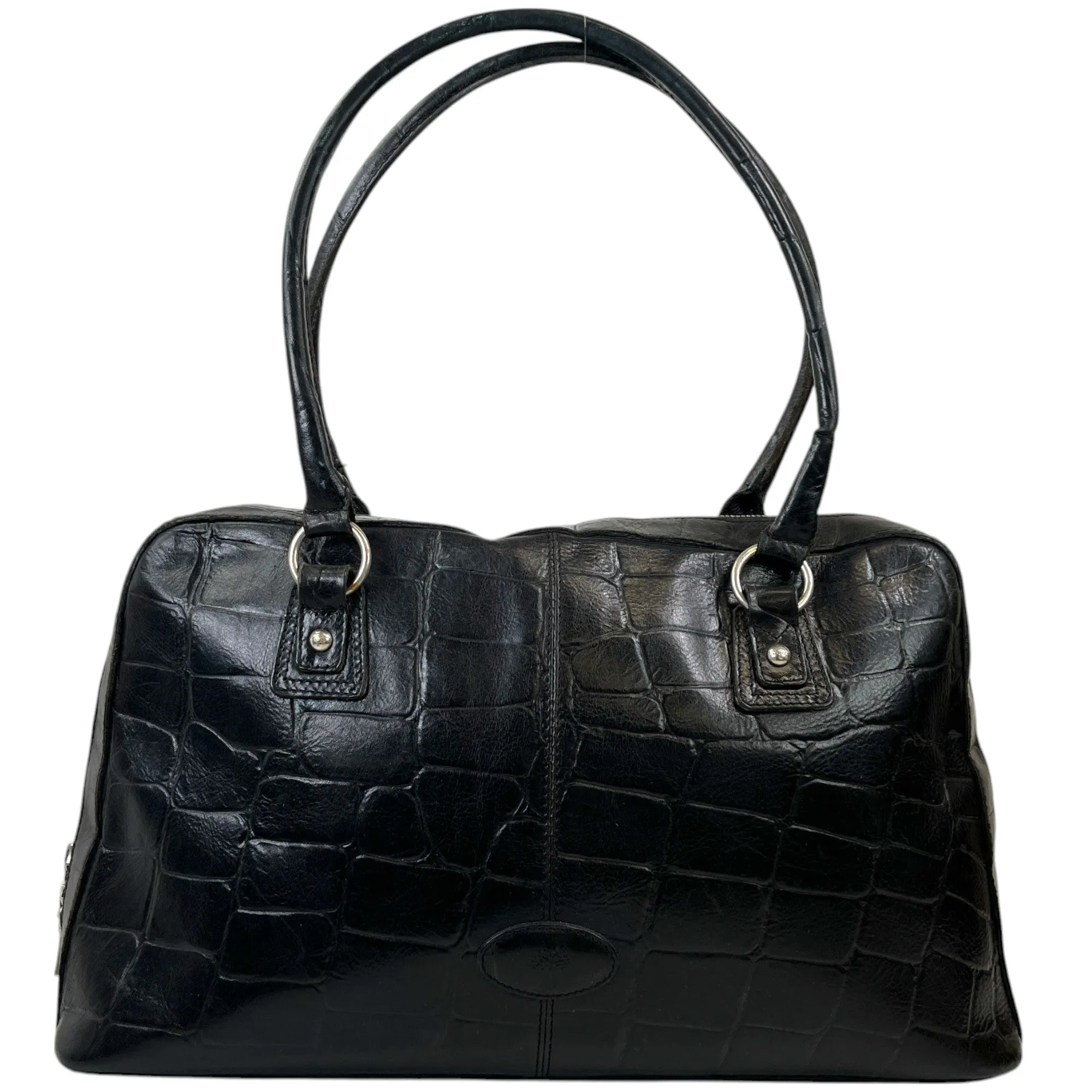 Women's Embossed Logo Handbag Black