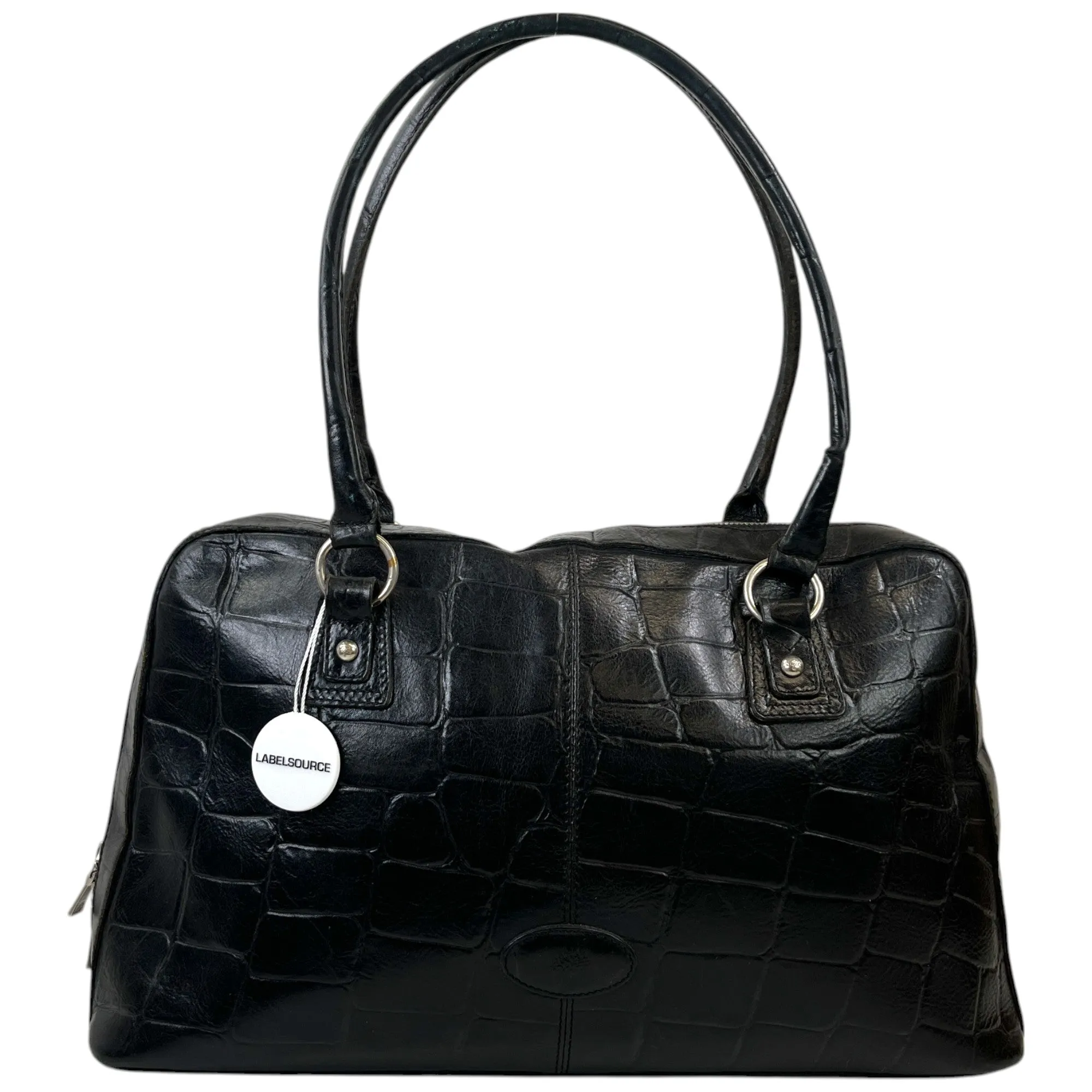 Women's Embossed Logo Handbag Black